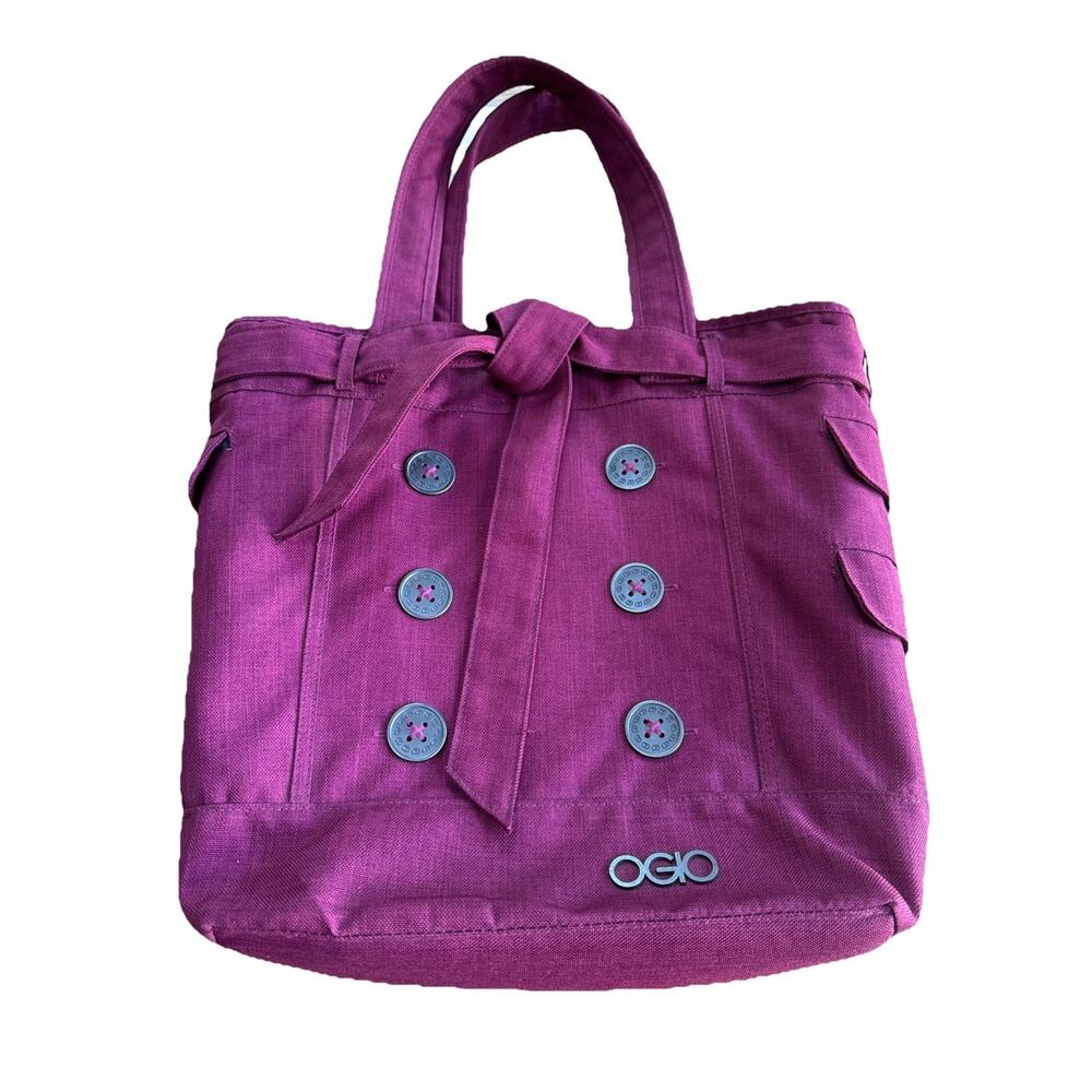 OGIO Melrose Tote Black Sunset Laptop Bag Handled Large Buttons Bow Multi-Pocket